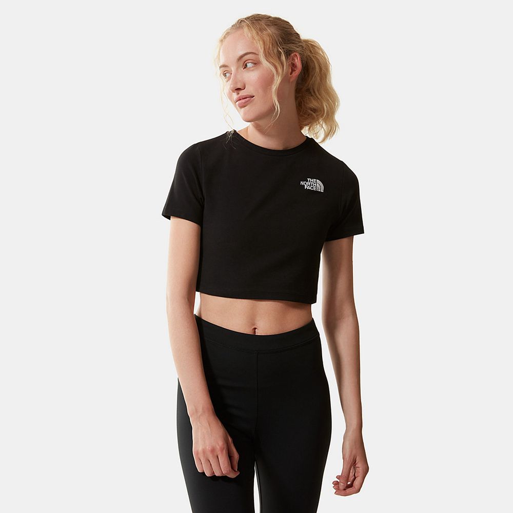 The North Face T-Shirts Womens Australia - The North Face Crop Black (XZQ-275043)